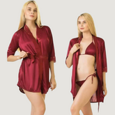 3 Piece Nighty Set – Gown With Bikni Silky and Soft Night Suit