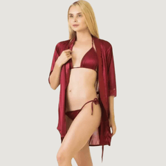 3 Piece Nighty Set – Gown With Bikni Silky and Soft Night Suit