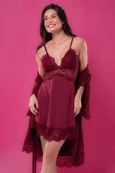 Luna - Robe, Women's Lace Babydoll Nightdress Camisola e Calcinha