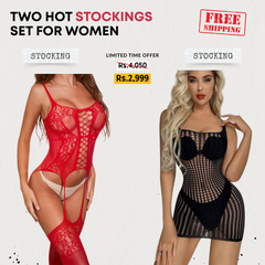 Red Body Stocking + Short Stocking (2 Pieces)