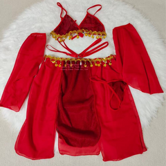 Arabic Style Nighty Top-Selling Luxury Latin Dress Red Transparent Arabic Dance