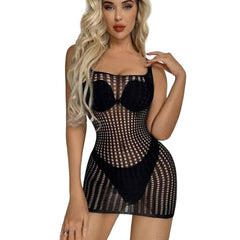 Tight Grid Dress Bodysuit Fishnet Body Stocking For Women
