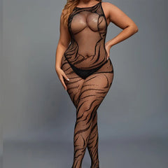 Plus Size Open Crotch No-Removal Camisole Body Stocking Suit