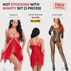 Red Nighty with Panty + Full Body Stocking
