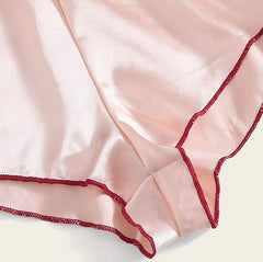 Lace Sexy Pajamas Satin Sleepwear Bra Women Lingerie Wireless Shorts