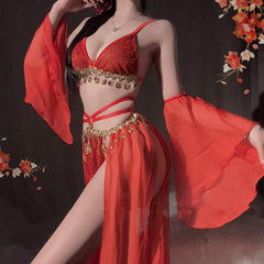 Arabic Style Nighty Top-Selling Luxury Latin Dress Red Transparent Arabic Dance