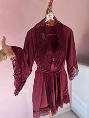 Luna - Robe, Women's Lace Babydoll Nightdress Camisola e Calcinha