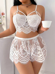 Classic Lace Babydoll Nightdress - 2-Piece Lace Lingerie