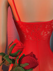 Hot Red Nylon Body Stocking Erotic Women Dancewear